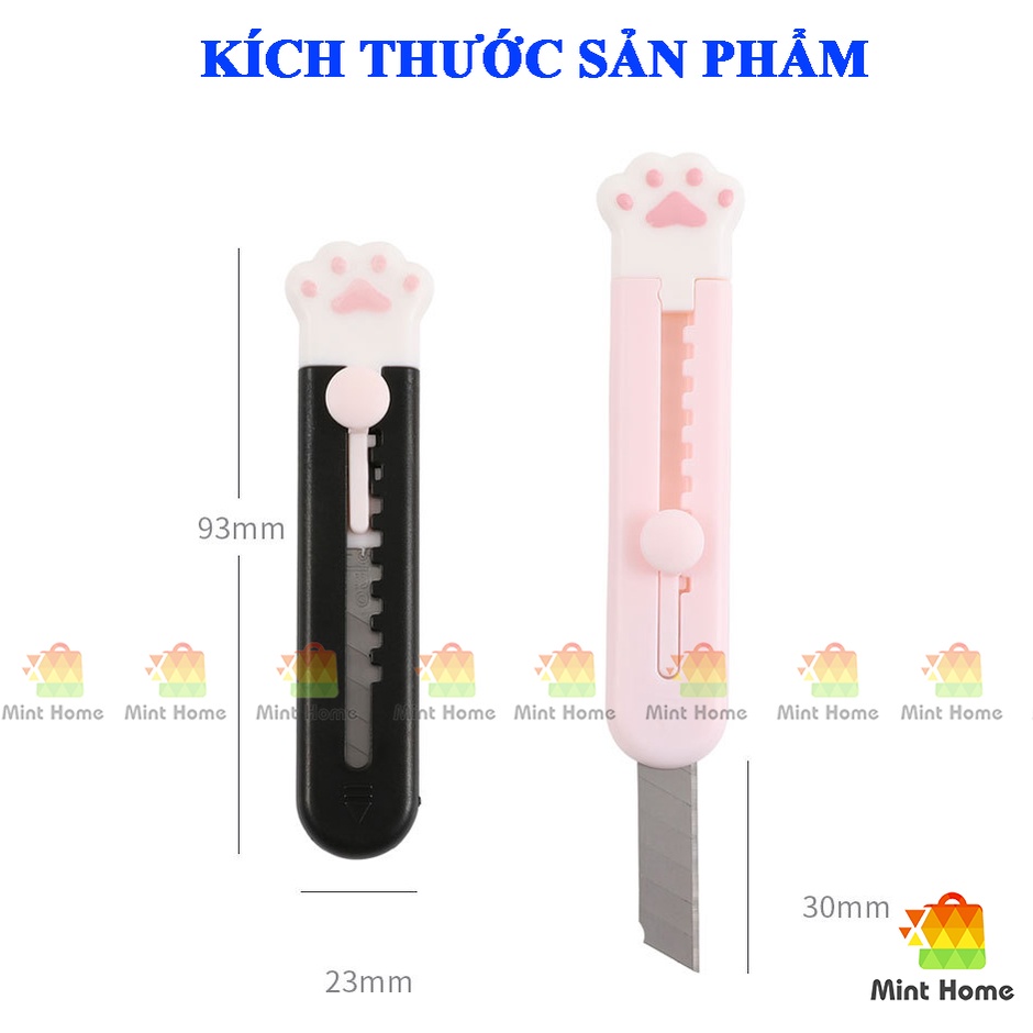 Dao cắt rọc giấy mini bỏ túi họa tiết hình dạng móng chân mèo cute xinh xắn lưỡi inox dùng cho văn phòng