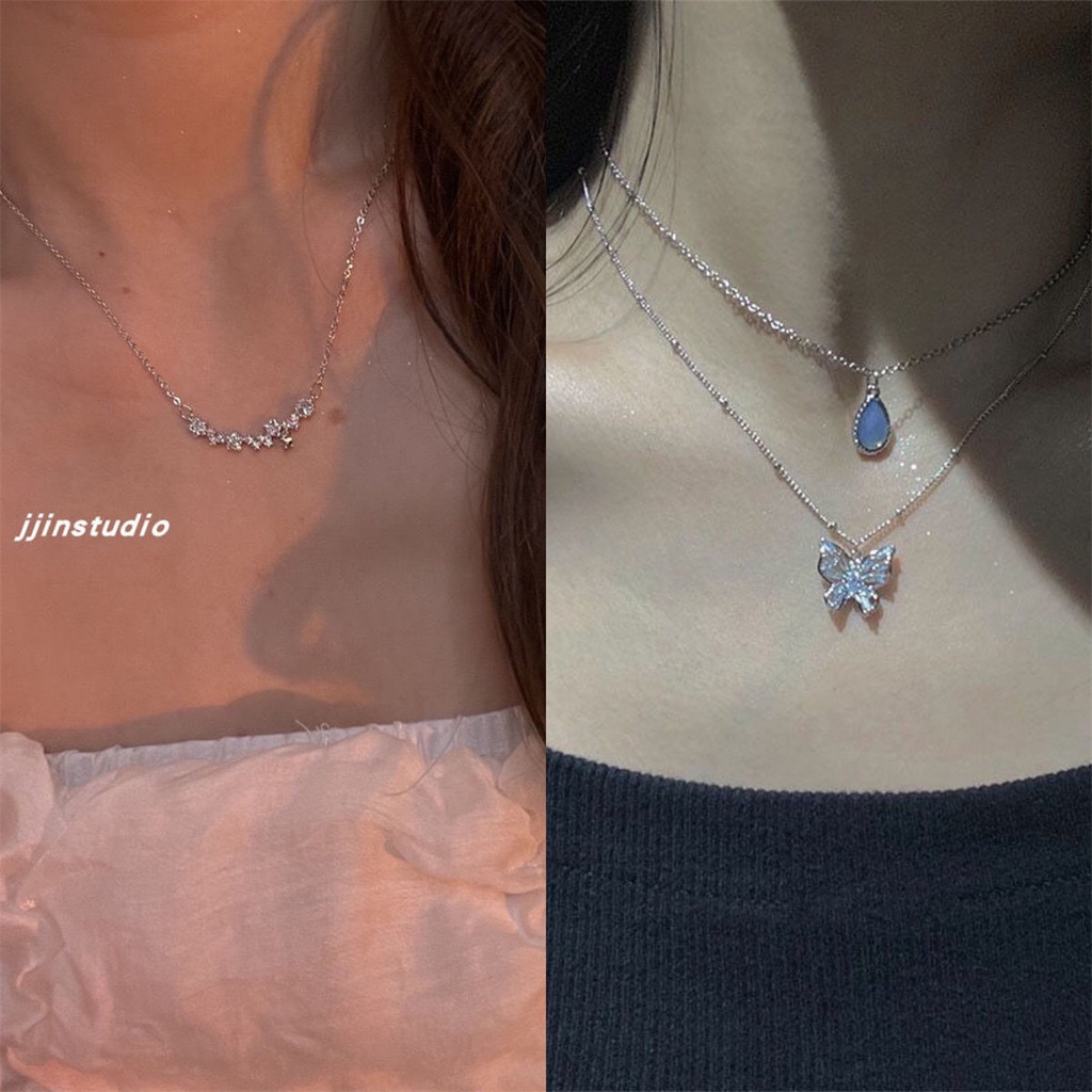Vòng Cổ choker Mặt Hoa Đính Đá zircon Phong Cách Hàn Quốc Sang Trọng