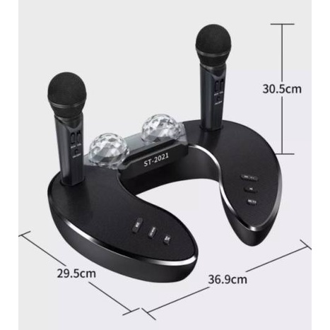 Loa Bluetooth Cao Cấp ST 2021 , Dàn Âm Thanh Karaoke Mini Kèm 2 Đèn Led , Tặng Kèm 2 Micro Không Dây.