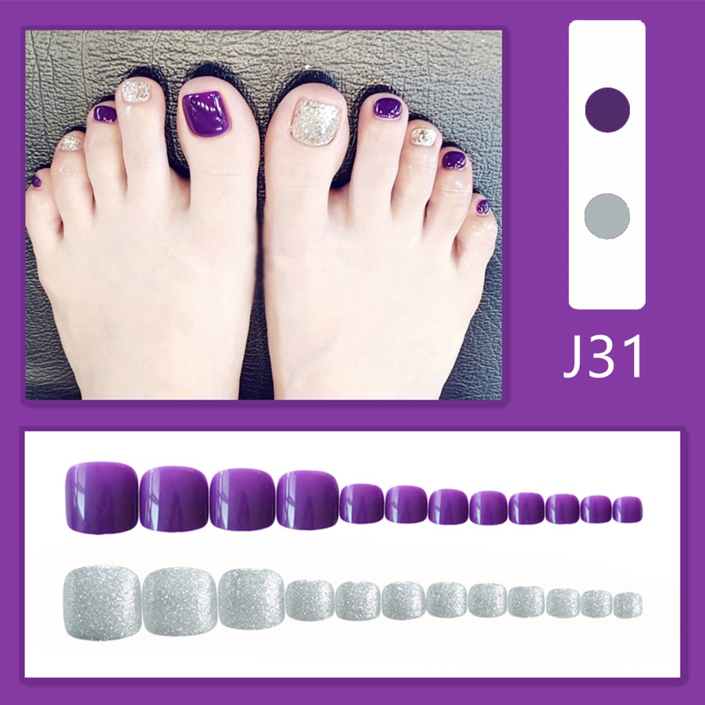 [Hàng mới về] Set 24 móng chân giả có keo dán làm đẹp tiện dụng