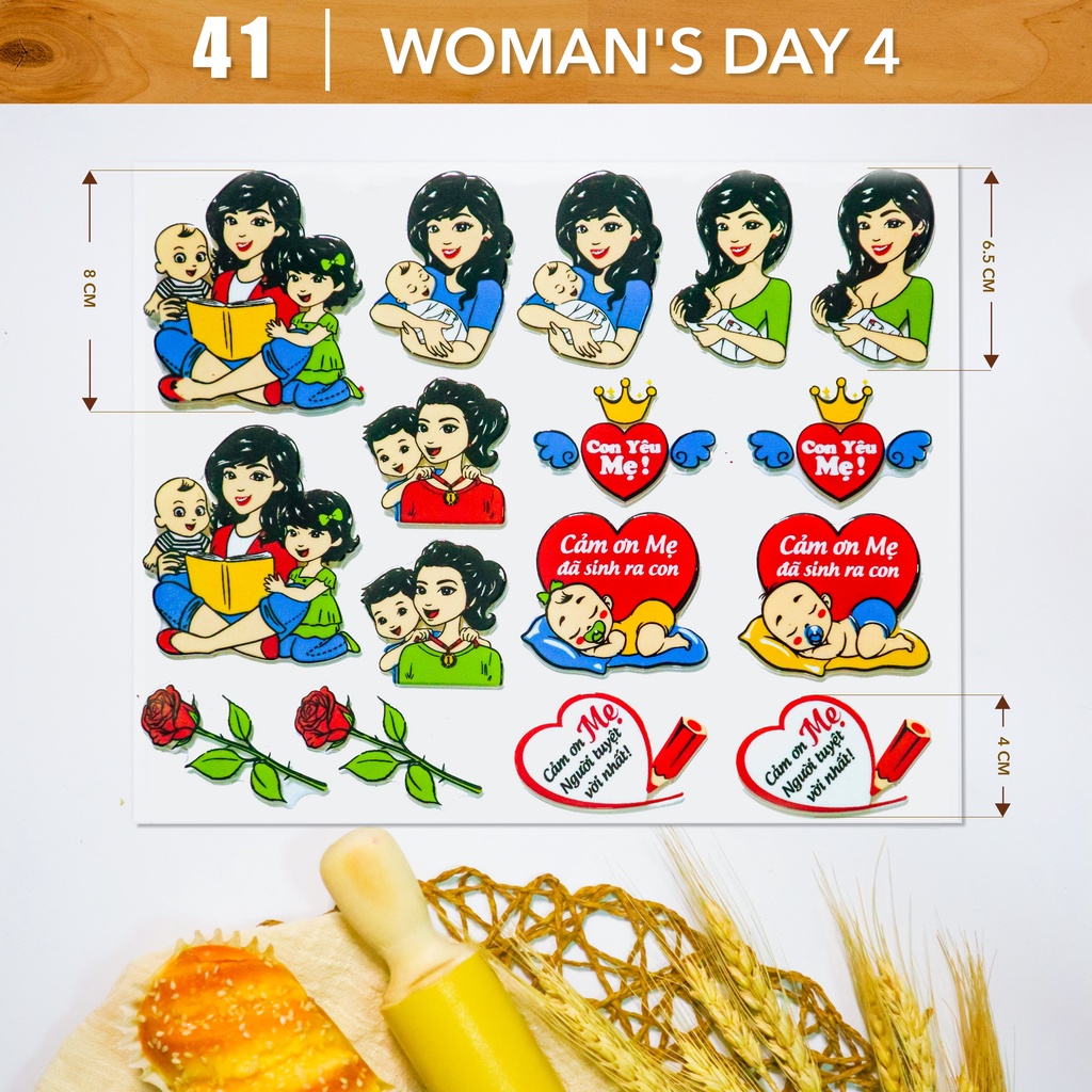 Hộp 10 khuôn socola in hình Quốc tế phụ nữ 4 - Chocolate mold Women's day 4 (MS 41) - Đồng Tiến Việt Nam