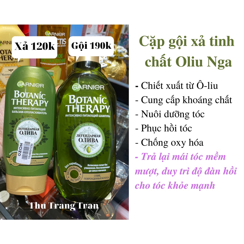 Bộ gội xả phục hồi tóc siêu khô, hư tổn Garnier Botanic Therapy Myyhische Olive