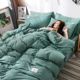 Bộ Chăn Ga Gối Cotton Tici Xanh Ngọc Trơn