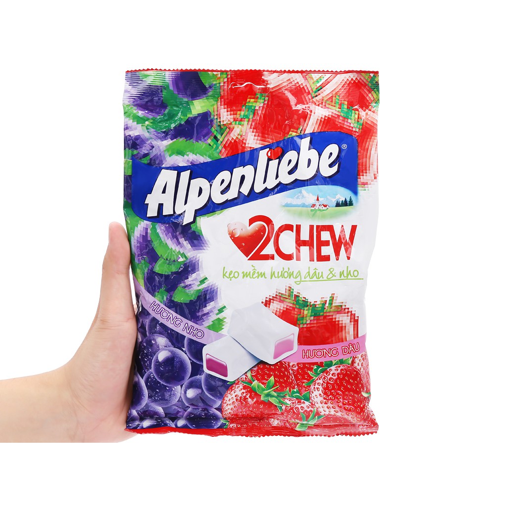 Gói 25 viên Kẹo Alpenliebe mềm 2 chew dâu và nho thơm ngon ngất ngây