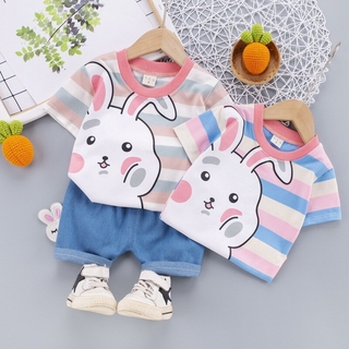 2021 bé gái bộ quần áo mùa hè cotton áo thun đáng yêu trẻ em bé trai quần áo cho trẻ em trang phục quần short trang phục trẻ sơ sinh quần áo