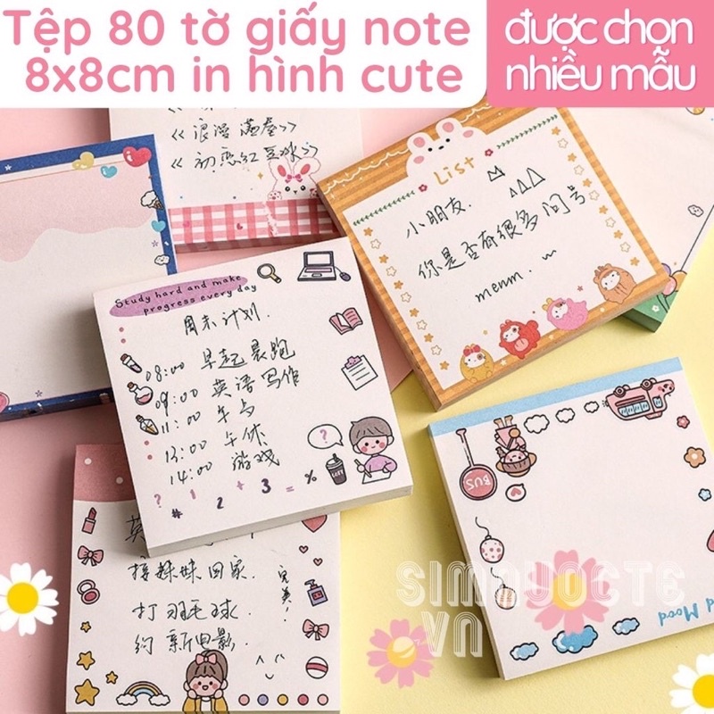 [Mã LIFE0704ALL giảm 10% đơn 50K] Giấy Note - Giấy Ghi Nhớ Dễ Thương Hình Động Vật Nhiều Màu