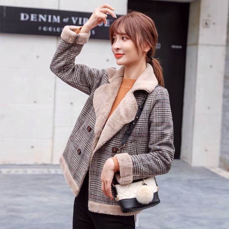 Áo Khoác Da Lộn Kẻ Lót Lông Freesize Siêu Dày Chamia | BigBuy360 - bigbuy360.vn