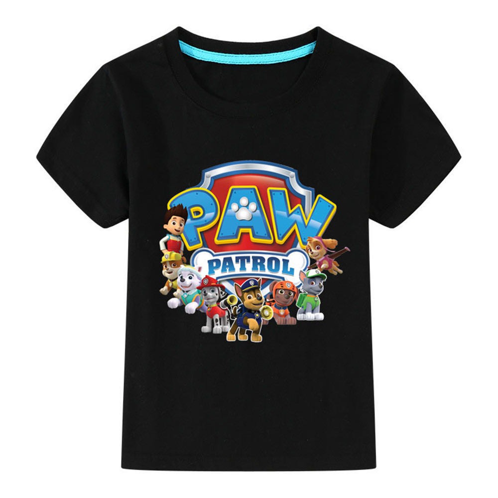 Paw Patrol Áo Thun 100% Cotton Tay Ngắn In Hình Chú Chó Cứu Hộ Đáng Yêu Thời Trang Mùa Hè Cho Bé