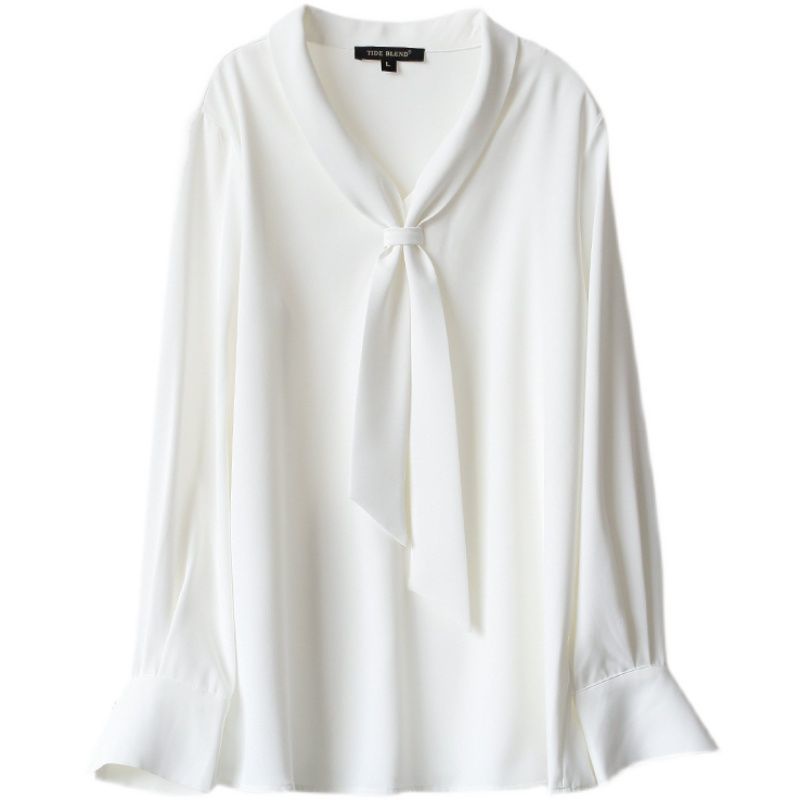 Áo Sơ Mi Chiffon Tay Dài Dáng Rộng Cổ Chữ V Màu Đen Thời Trang Dành Cho Nữ