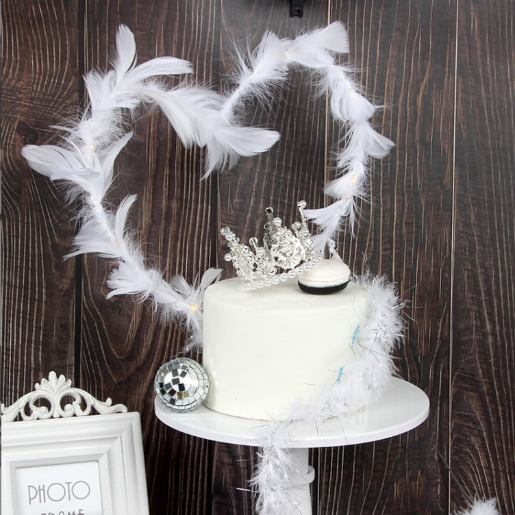 Lông tim trang trí bánh sinh nhật dài 90Cm (tự tạo hình), dải lông vũ