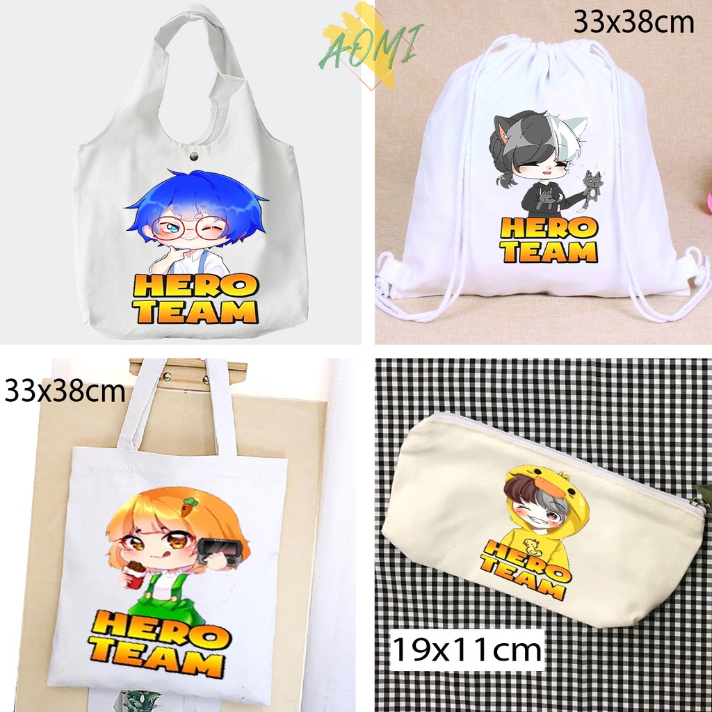 [NHIỀU MẪU] BALO TÚI VẢI ĐEO VAI TOTE CANVAS BAG CÓ KHÓA KÉO SIZE LỚN 33x38cm AOMIVN FORM TRÒN NÚT BẤM ĐỰNG BÚT HỌC SINH