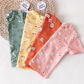 Bộ cộc tay cho bé hàng minkymom chất thun lạnh in hình thỏ hươu xinh xắn