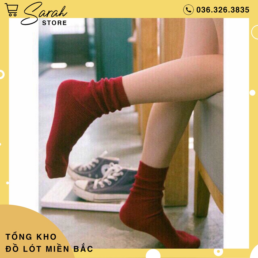 Set 3 Vớ Trơn Gân Cổ Cao (3 Đôi 3 Màu)