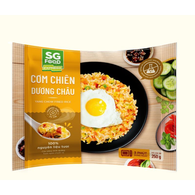 CƠM CHIÊN HẢI SẢN NGŨ SẮC, DƯƠNG CHÂU,KIM CHI SGF GÓI 250g