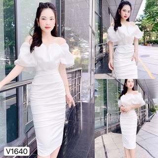 VÁY TRẮNG BODY TRẦN VAI V1640 - Váy Xinh DVC (Kèm ảnh thật trải sàn do shop tự chụp)
