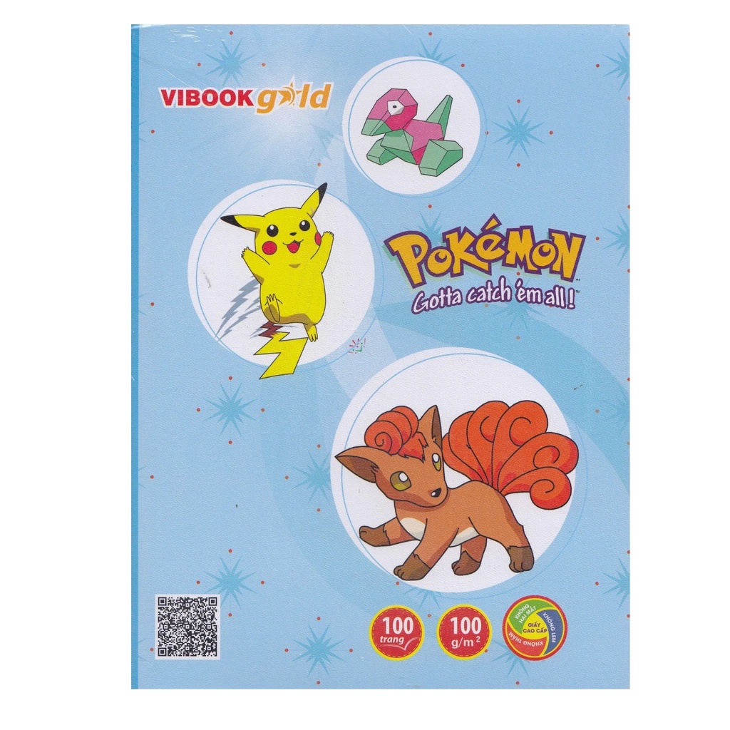 Vở - Lốc 5 Cuốn Tập Gold Pokémon - Vibook  - 5 ôly - 100 Trang