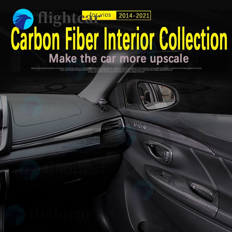 Khung Viền Công Tắc Điều Khiển Nâng Cửa Kính Xe Hơi Bằng Sợi Carbon Cho Toyota Vios 2014 2015 2016 2017 2018