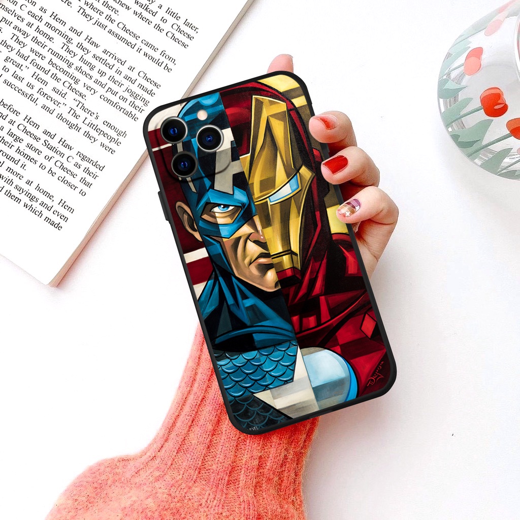 Ốp lưng iphone Siêu anh hùng iron man captain ốp vuông dẻo cho iphone 6 đến 13promax tr1206
