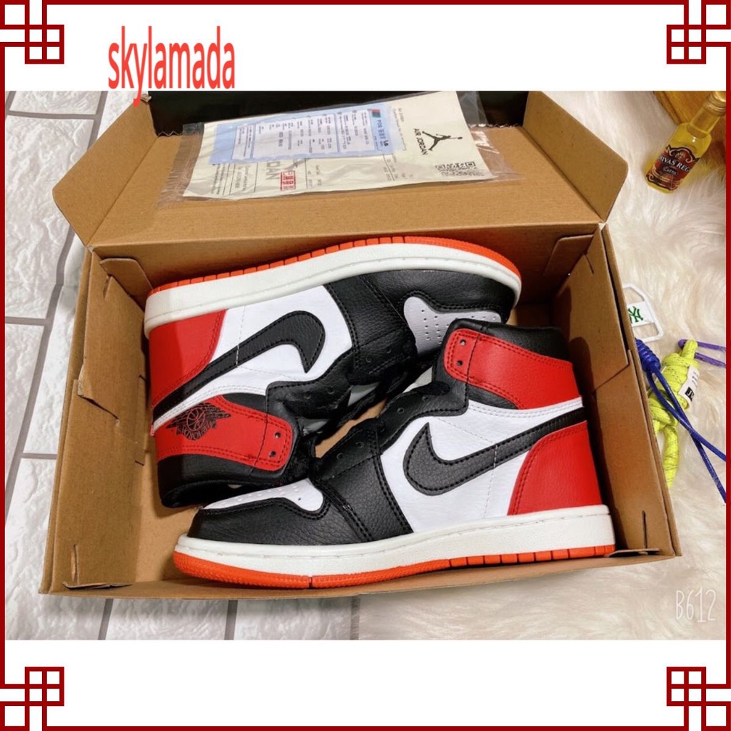 Giày Sneaker JORDAN 1 cao cổ đen đỏ , Giày Thể Thao JODAN JD1 nam nữ