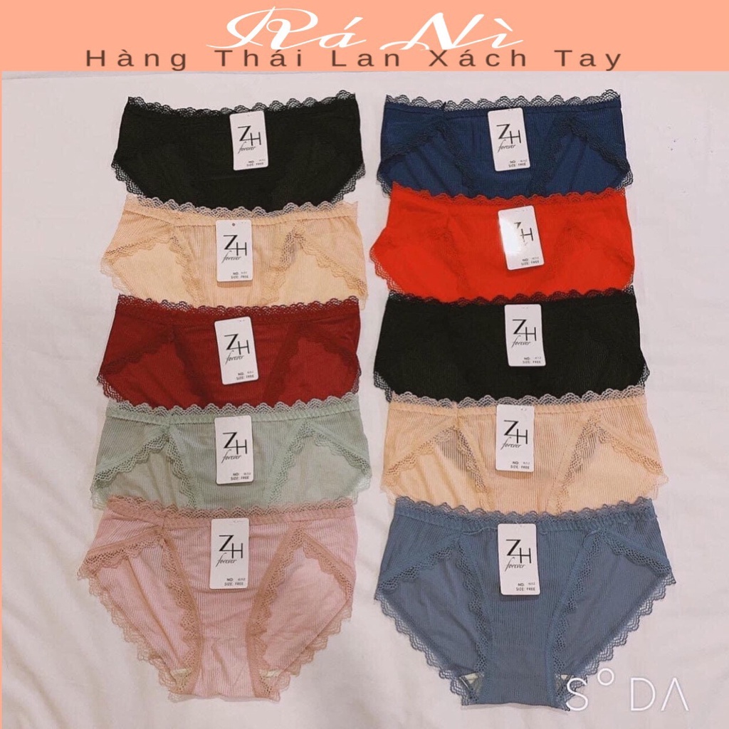 Set 10 cái Combo 10 cái quần chip ZH thun gân phối ren thoáng mát sexy Thái Lan