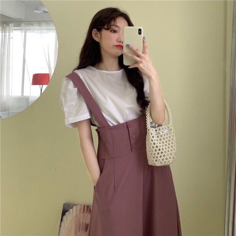 Set váy yếm dài ulzzang