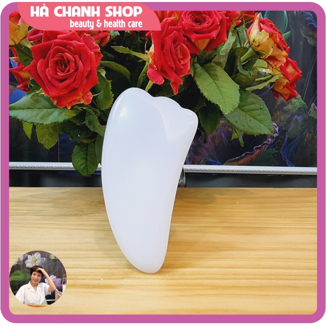 Miếng Cạo Massage Hình Lá Bằng Đá Trắng Đẹp Mát Xa Mặt Dụng Cụ Spa Dưỡng Sinh Chăm Sóc Cơ Thể