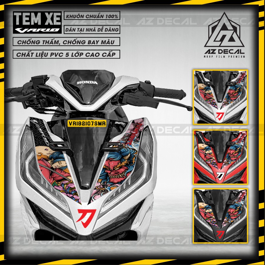Tem Dán Xe Vario Mẫu Samurai | VR182107SMR | Chất Liệu Decal PVC Cắt Khuôn Sẵn, Chống Thấm Nước