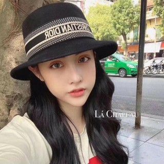 Mũ dạ vành cụp đai sang chảnh