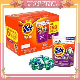 Viên giặt quần áo Tide Pods 3 in 1 loại 42 viên Hương Hoa bỏ thẳng vào máy giặt tự tan trong nước tiết kiệm MOLYNA
