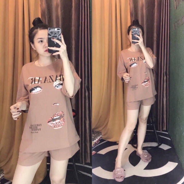[Mã FAMAYWA2 giảm 10K đơn 50K] Set thun nữ đẹp 🌸FREESHIP🌸 Bộ Nữ Mặc Ở Nhà Mắt Môi Tinh Nghịch | BigBuy360 - bigbuy360.vn