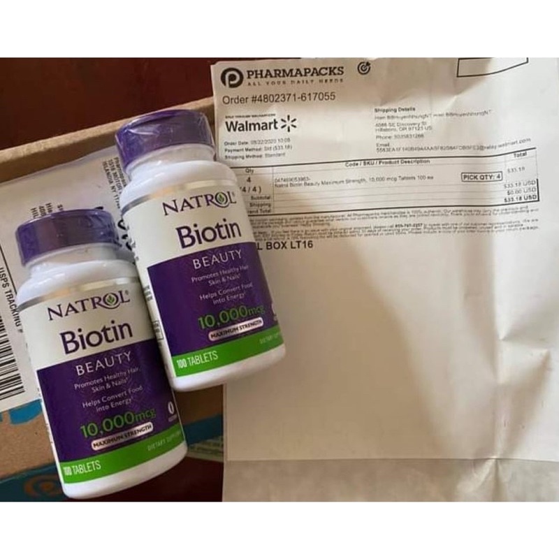 Viên uống hỗ trợ mọc tóc nhanh dài Biotin 10000 mcg Natrol mỹ