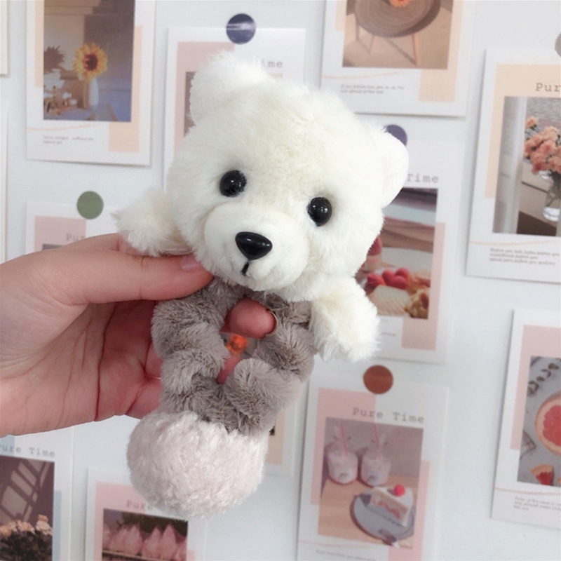 Dây Buộc Tóc Lông Xù Co Giãn Hình Gấu Dễ Thương