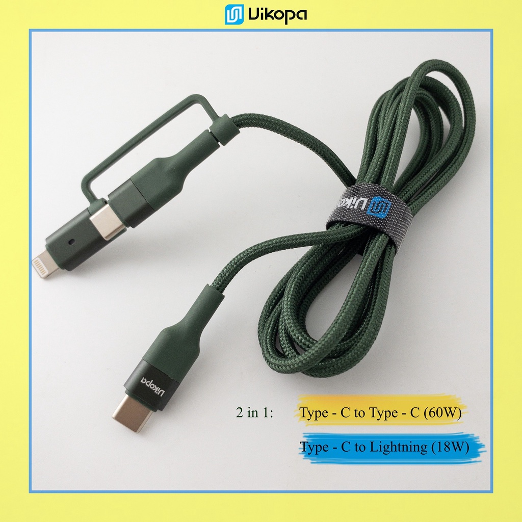 Dây cáp sạc nhanh 2in1 PD 18W/60W-type C to-type C to type C-G1 Vikopa