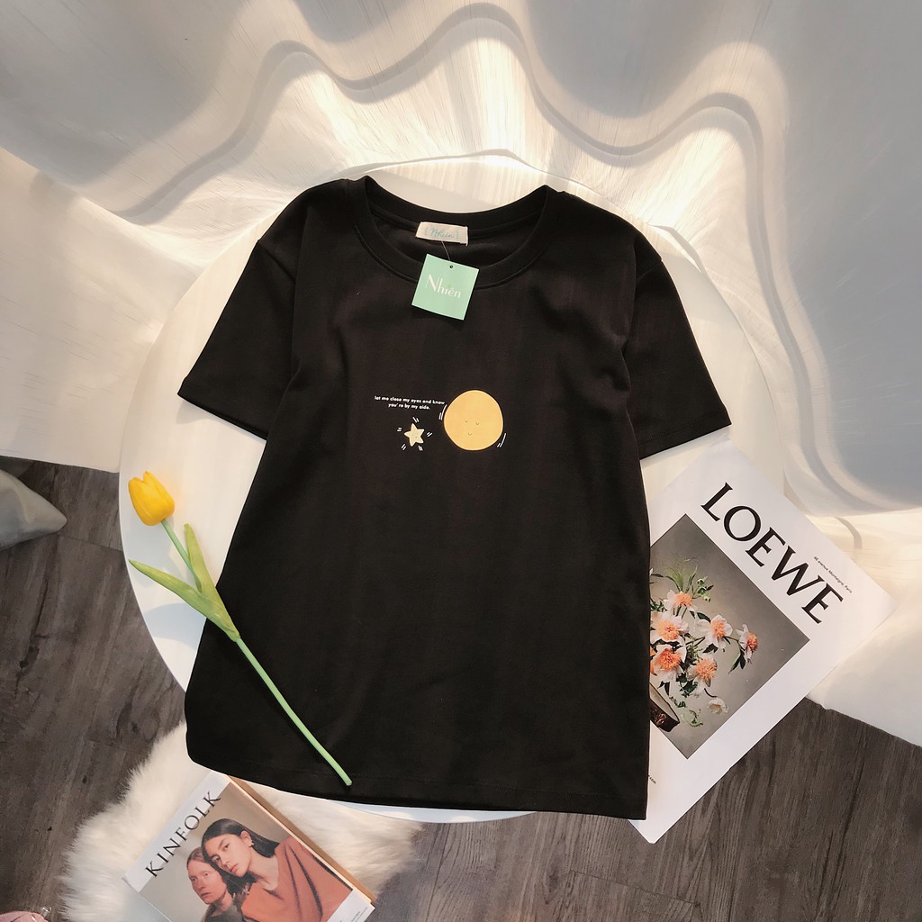 Áo thun tay ngắn cổ tròn cao cấp in hình dễ thương Nhienvintage AT14