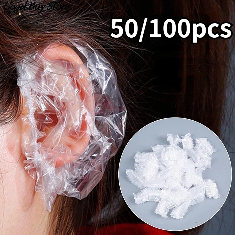 Set 50/100 Mũ Chụp Tai Trong Suốt Chống Nước Dùng Một Lần Hỗ Trợ Nhuộm Tóc