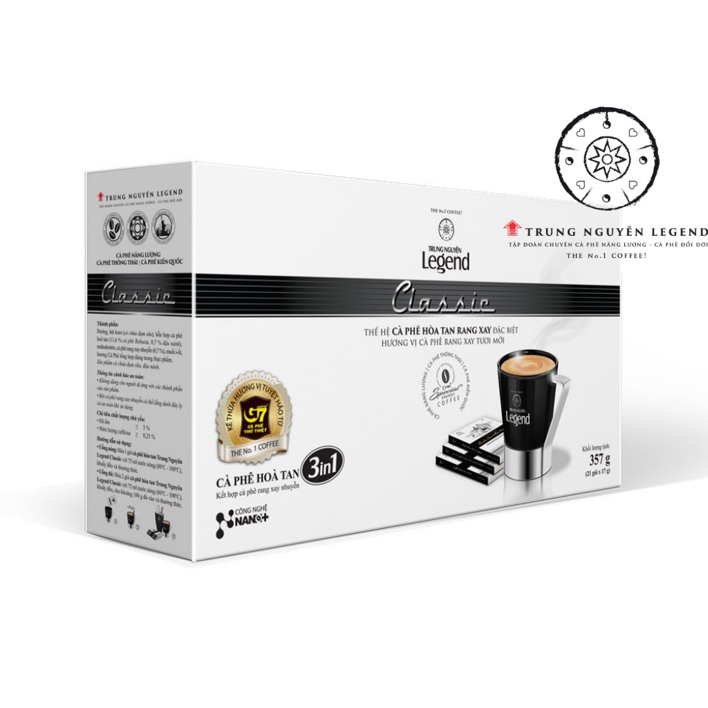 Cà Phê Hòa Tan Legend Classic Hộp 21 gói / Hộp 12 gói -  Trung Nguyên