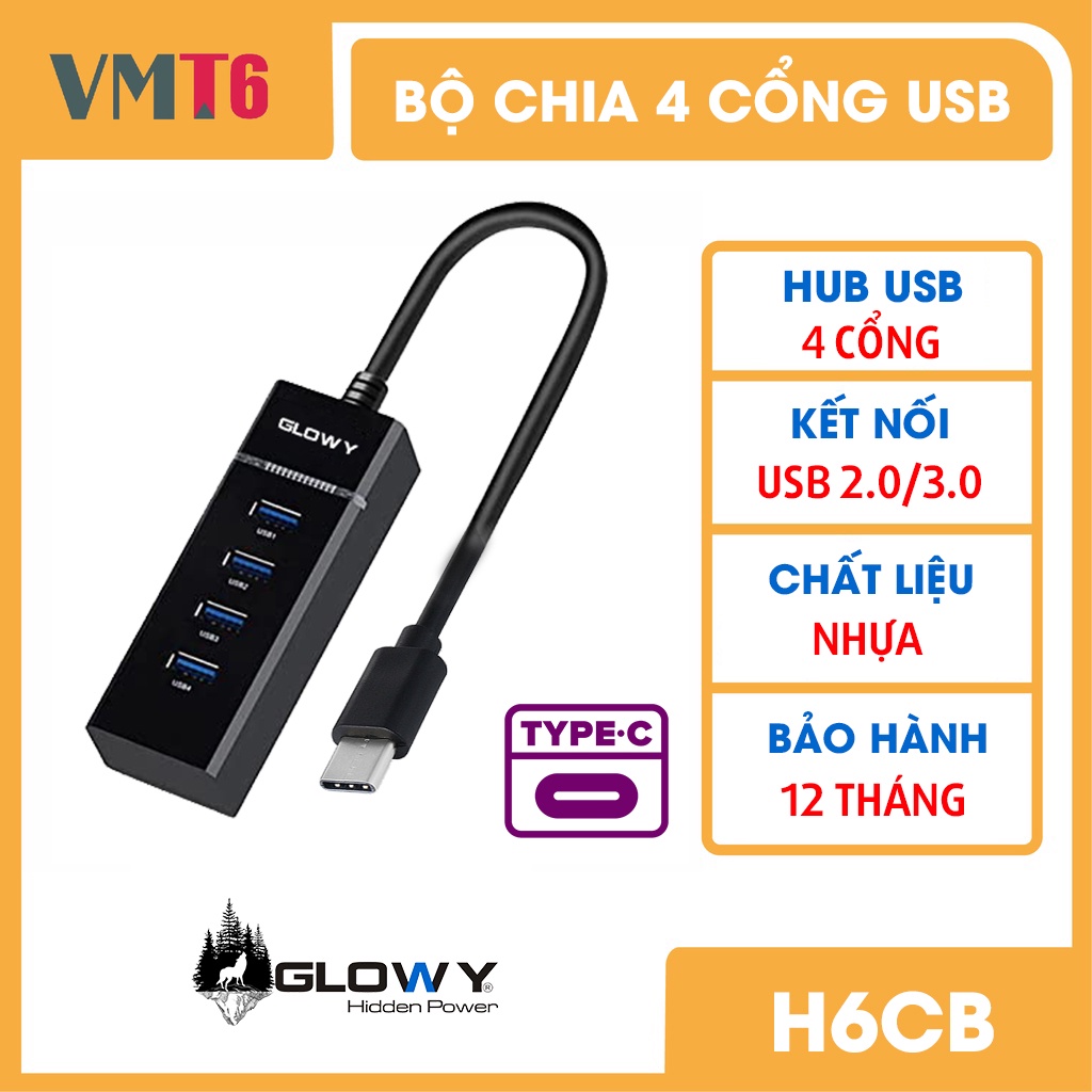 Bộ chia USB _ Hub USB Gloway H6CB _ Bảo hành 12 tháng