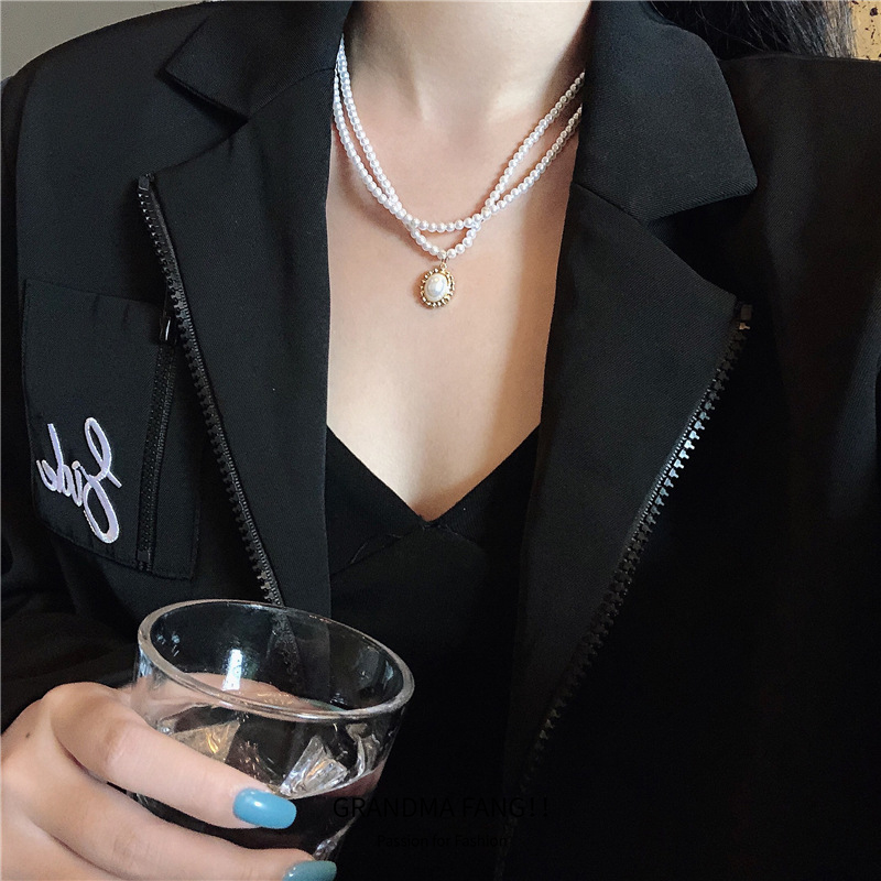 Vòng cổ đính ngọc trai giả phong cách cổ điển dành cho nữ