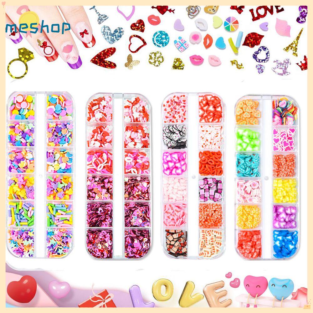 Miếng Dán Trang Trí Móng Tay Họa Tiết Trái Tim 3D Nhiều Màu Sắc Dành Cho Ngày Valentine