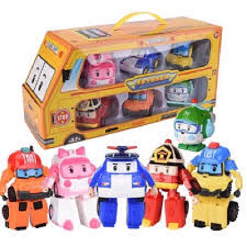 Hộp Đồ Chơi Robocar Poli Robot Biến Hình Siêu Xe Robot 6 Trong 1 Cao Cấp Dành Cho Bé