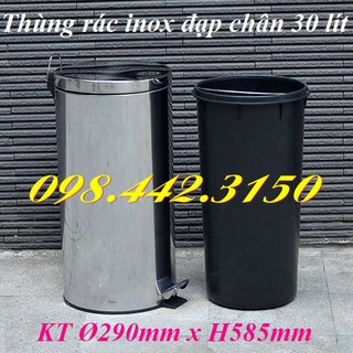 Thùng rác inox đạp chân 30L