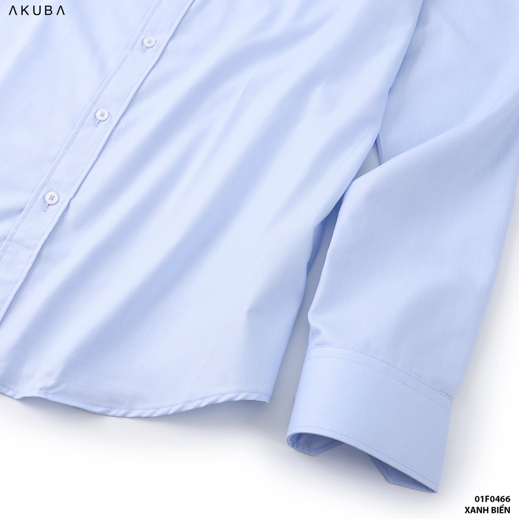 Áo sơ mi nam tay dài công sở AKUBA phiên bản cao cấp form slimfit chất vải cotton lụa mềm mượt thoáng mát 01F0466
