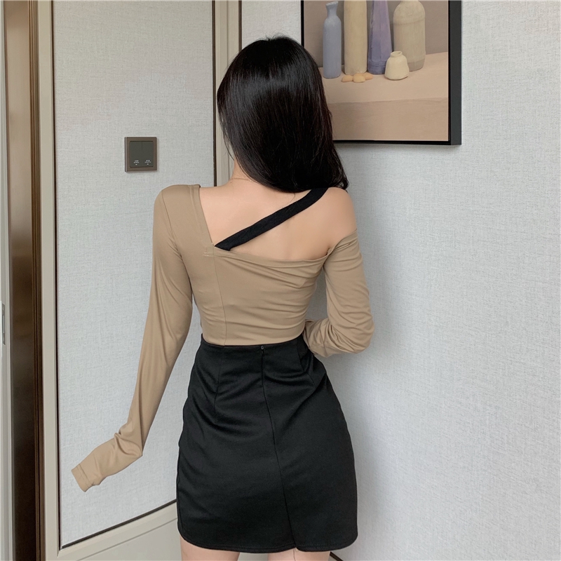 DUNEA Áo lệch vai/chân váy xẻ tà dáng ôm thời trang sành điệu cho nữ