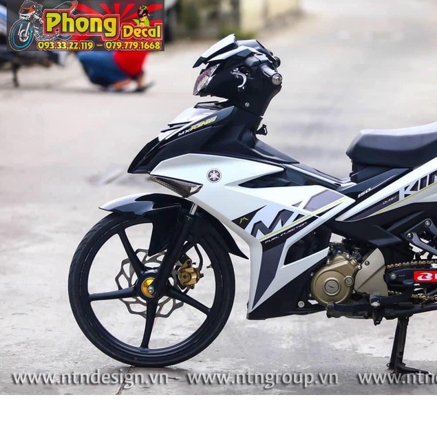 Tem Rời Exciter 150 Mx King Dán Xe Trắng Phối Xám Đen