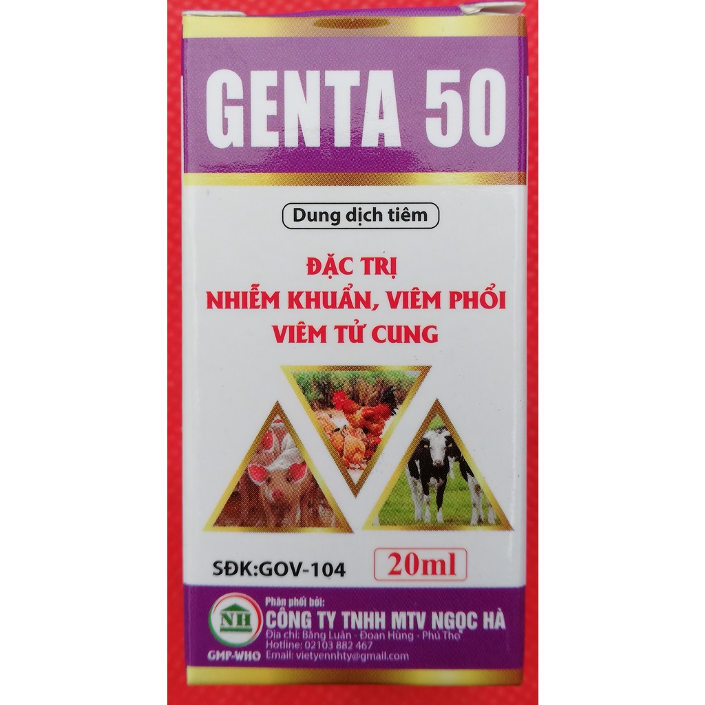 1 lọ GENTA 50 loại 20ml Chuyên dùng cho gia súc, gia cầm, chó, mèo, chim cảnh, gà đá, gà chọi