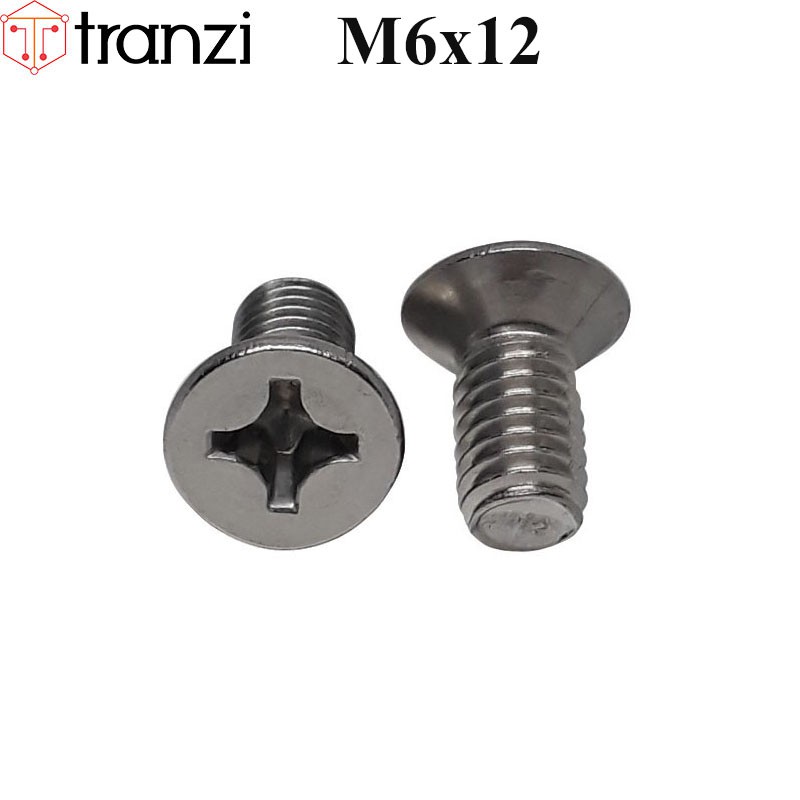Vít bake đầu bằng thân bu lông inox 304 M6x12 - túi 10 cái