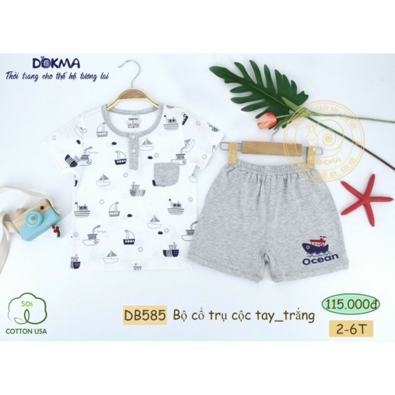 [Mã FAMAYFA2 giảm 10K đơn 50K] Bộ cổ trụ cộc tay bé trai Dokma DB585 (2-6Y)