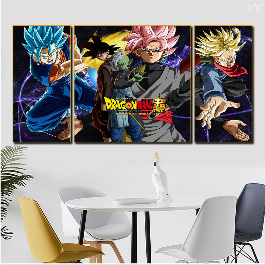 Bộ 3 tranh tráng gương treo tường Dragon Ball Super, siêu đẹp, siêu độc lạ, thiết kế hiện đại trẻ trung.
