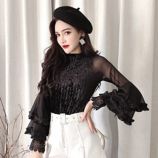 Hàng nhập : áo kiểu cổ ôm , tay phối voan model – ak 210