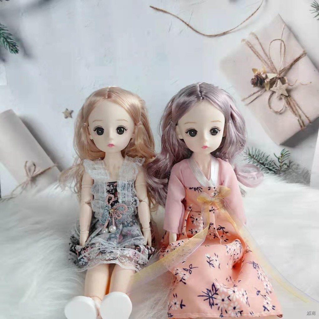 ♠♝30 cm Búp bê Barbie 21 khớp 3D mắt giống công chúa bjd cô gái chơi nhà quà